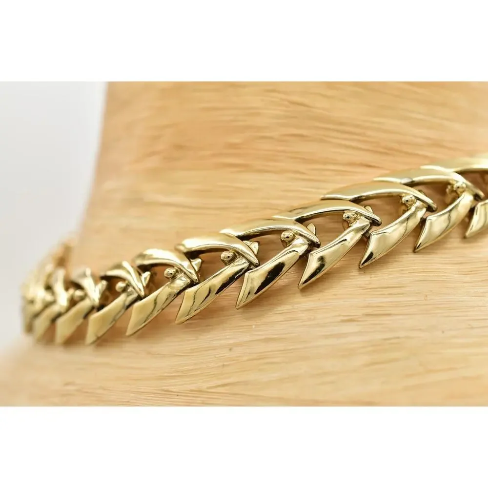 Coro Vintage Choker Necklace Linked Chain Gold Heavy Chunky Signed 1950s BinA17